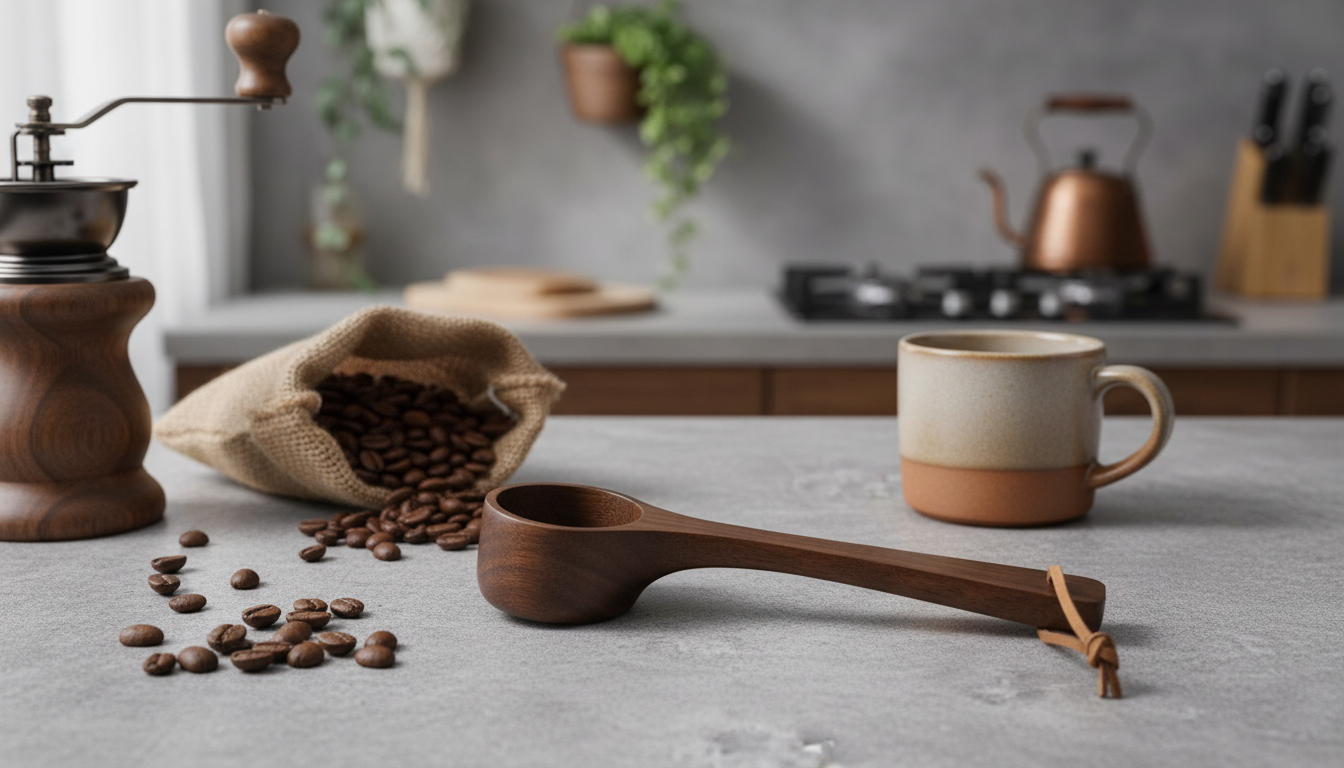 Walnut Mini Coffee Scoop: Rustic, Consistent Measuring